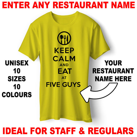 Personalised Keep Calm and Eat at Any Restaurant Unisex T-Shirt