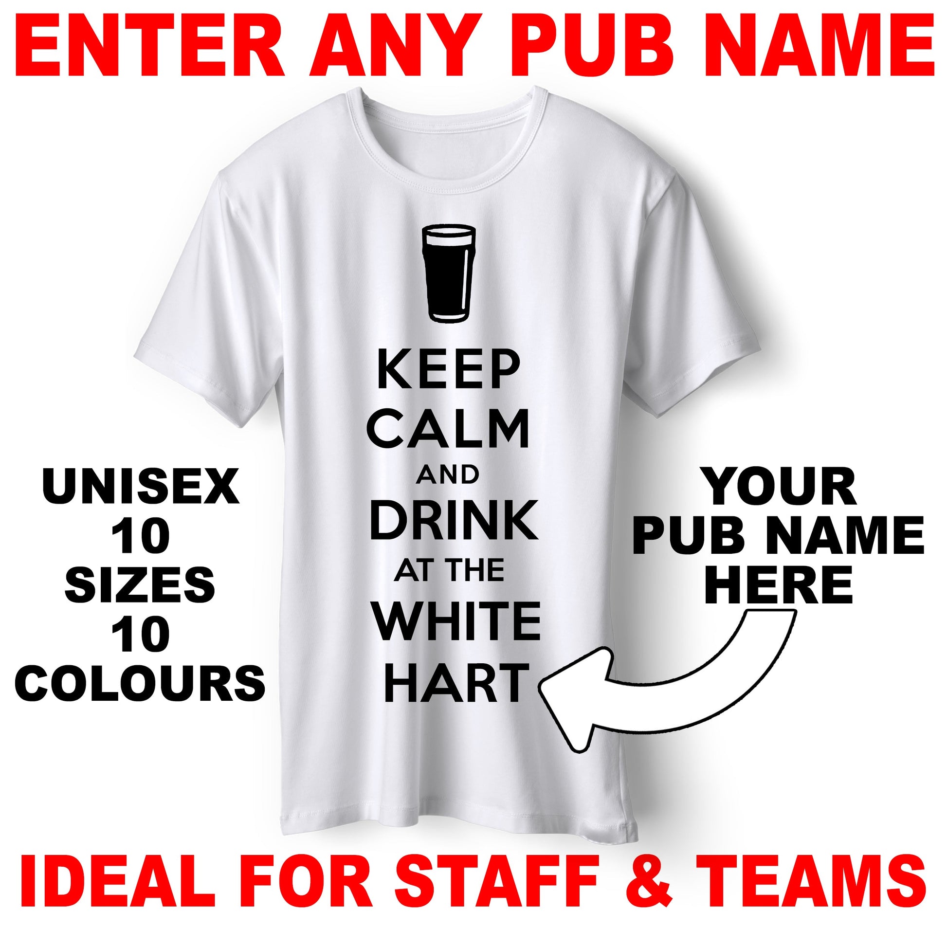 Personalised Keep Calm and Drink at The Pub T-Shirt