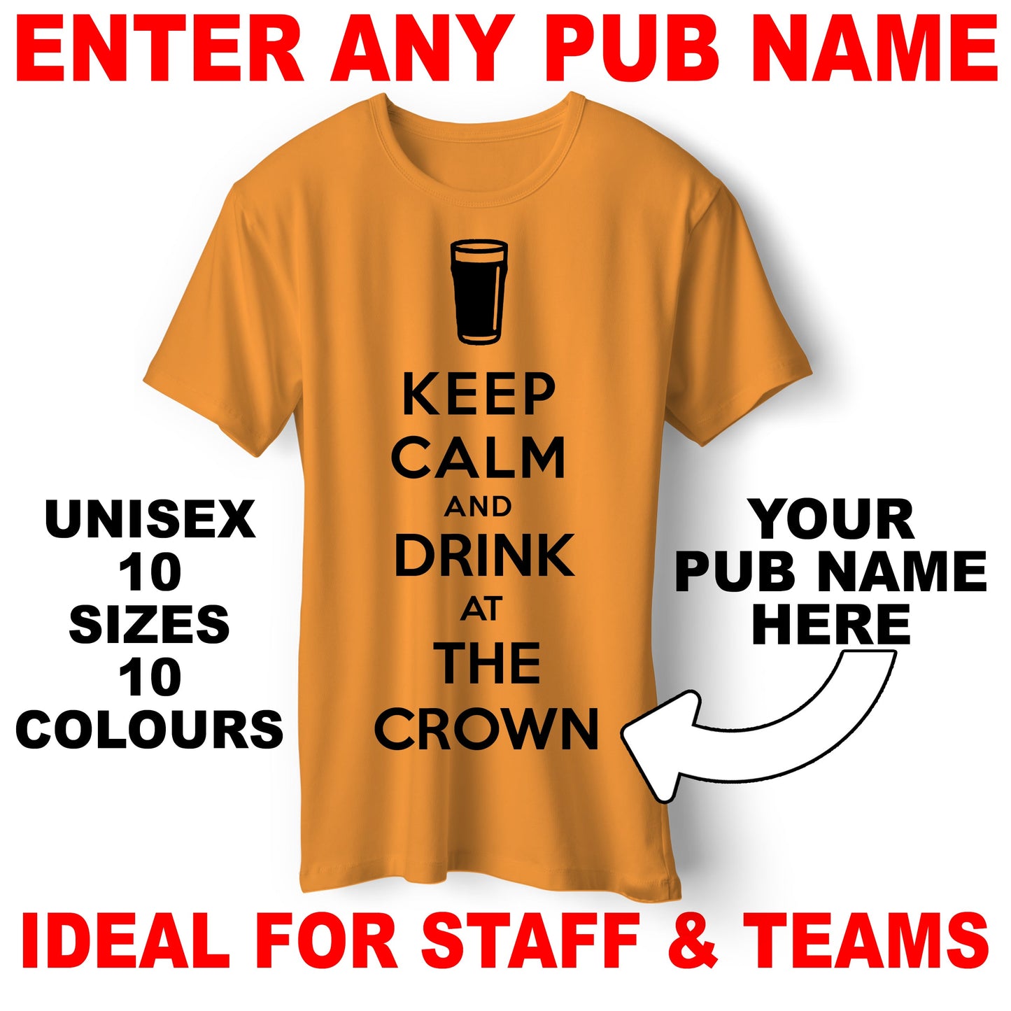 Personalised Keep Calm and Drink at The Pub T-Shirt