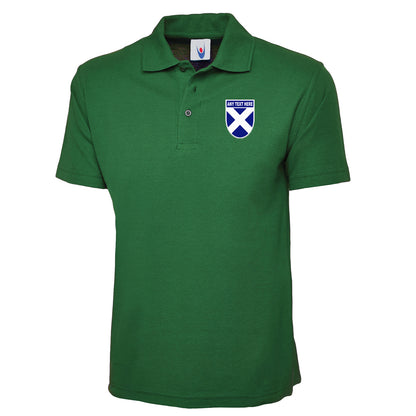 Personalised Scotland Shield Embroidered Classic Polo Shirt Embroidered with any Text