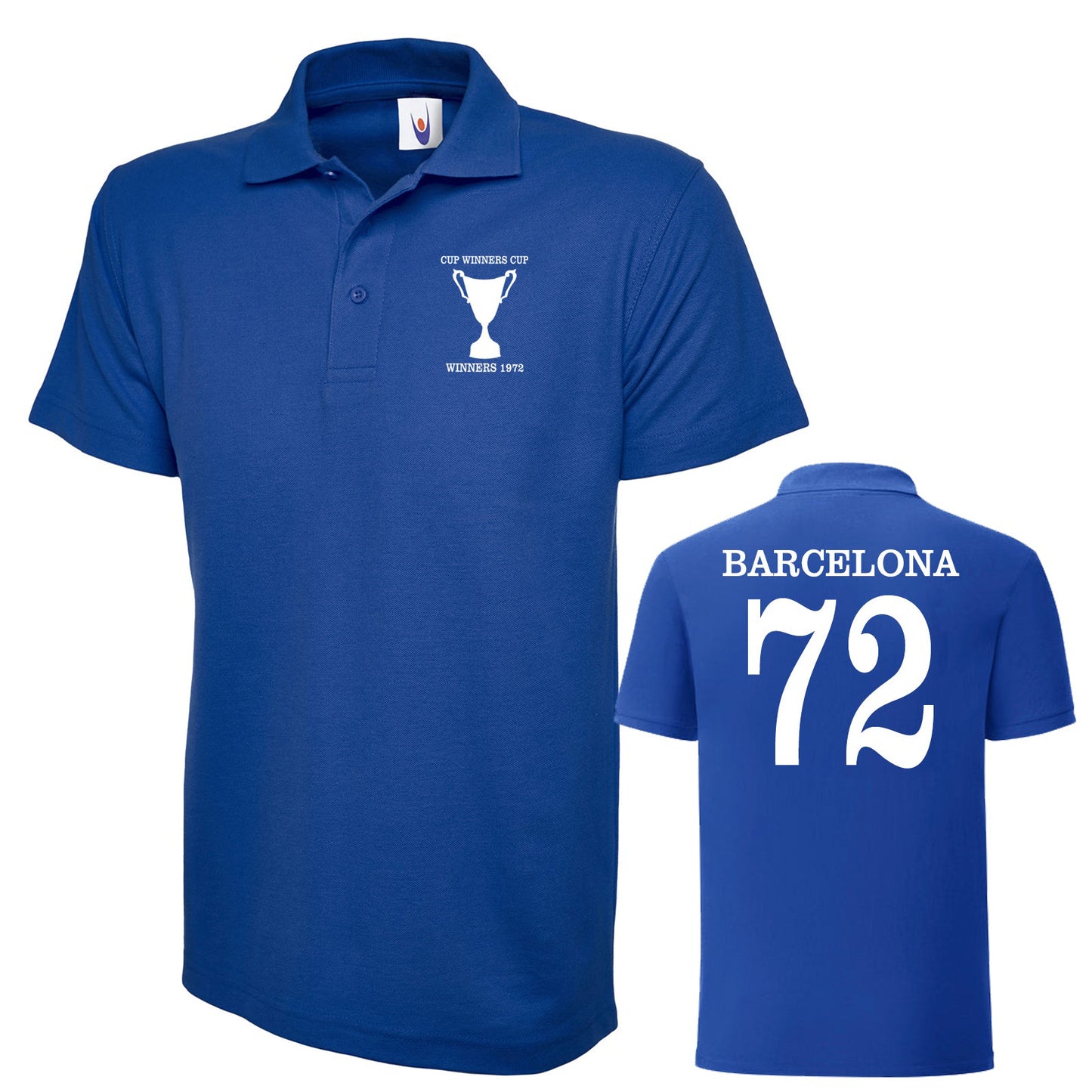 Retro Rangers European Cup Winners Cup 1972 Embroidered Classic Polo Shirt with Print on Back