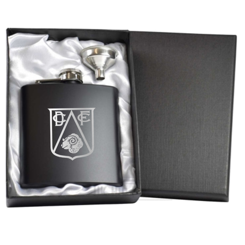 Retro Derby 1946 Engraved 6oz Hip Flask