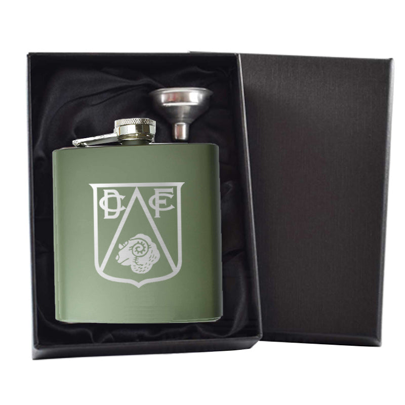 Retro Derby 1946 Engraved 6oz Hip Flask