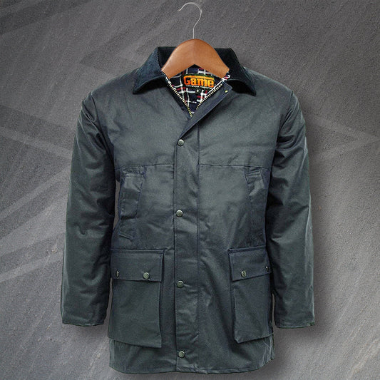 Navy Wax Jacket Mens