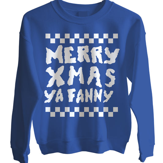 Merry Christmas Ya Fanny Jumper - Royal Blue Large